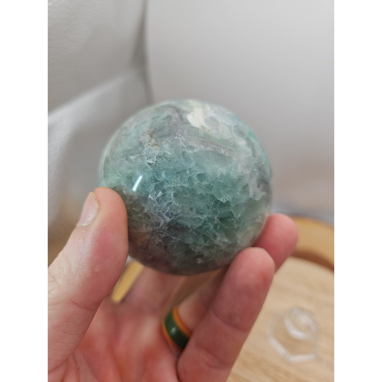 1.16lb Natural Rainbow Fluorite Quartz Crystal Sphere Ball Polished by CrystalCloud Company