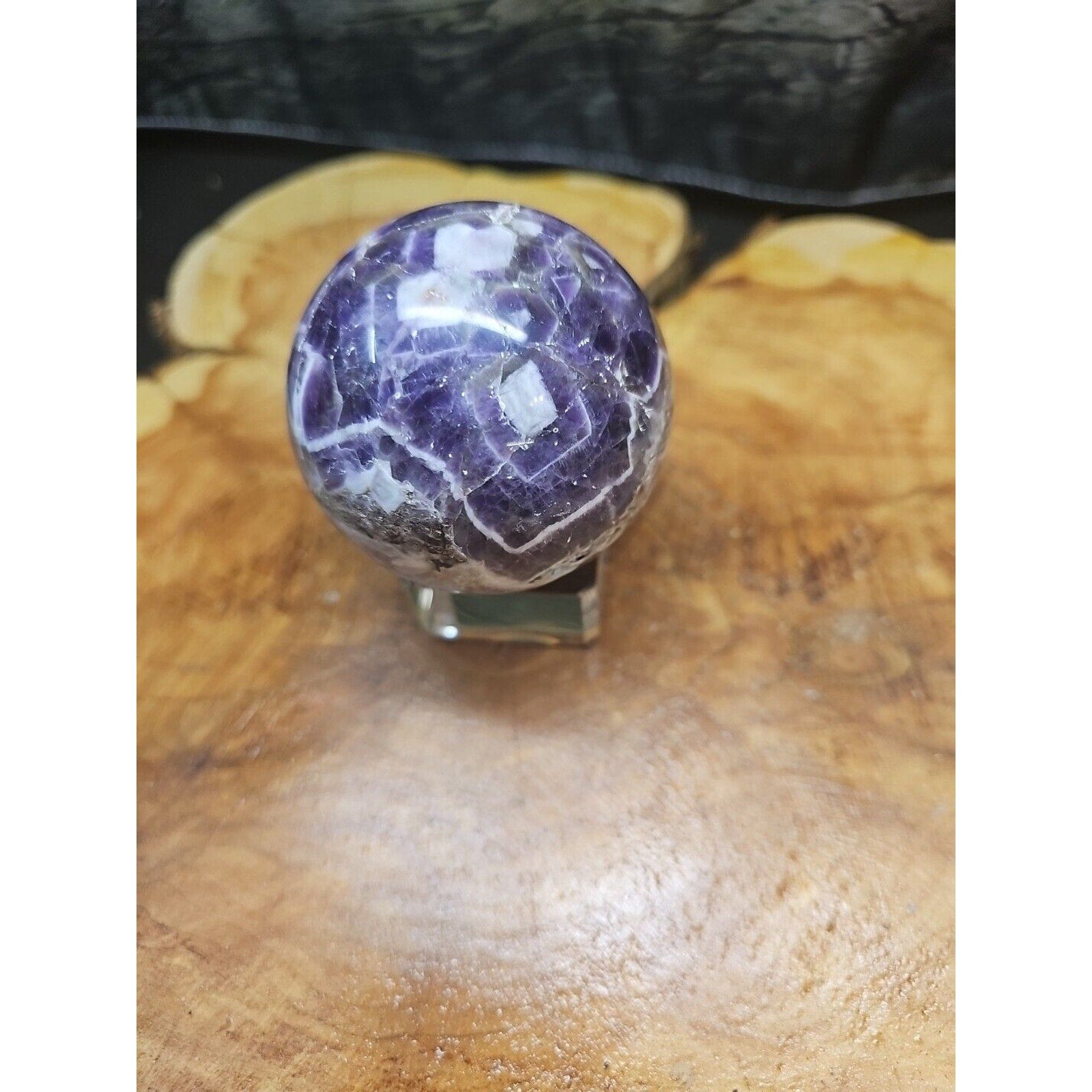 Amethyst Sphere 65mm W/Glass Stand 1lb by CrystalCloud Company