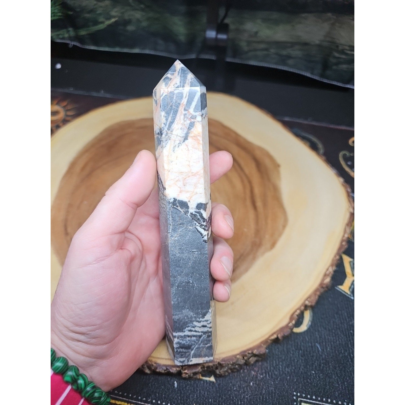 Zebra Stone Tower 390g 7.3/4 In Tall by CrystalCloud Company