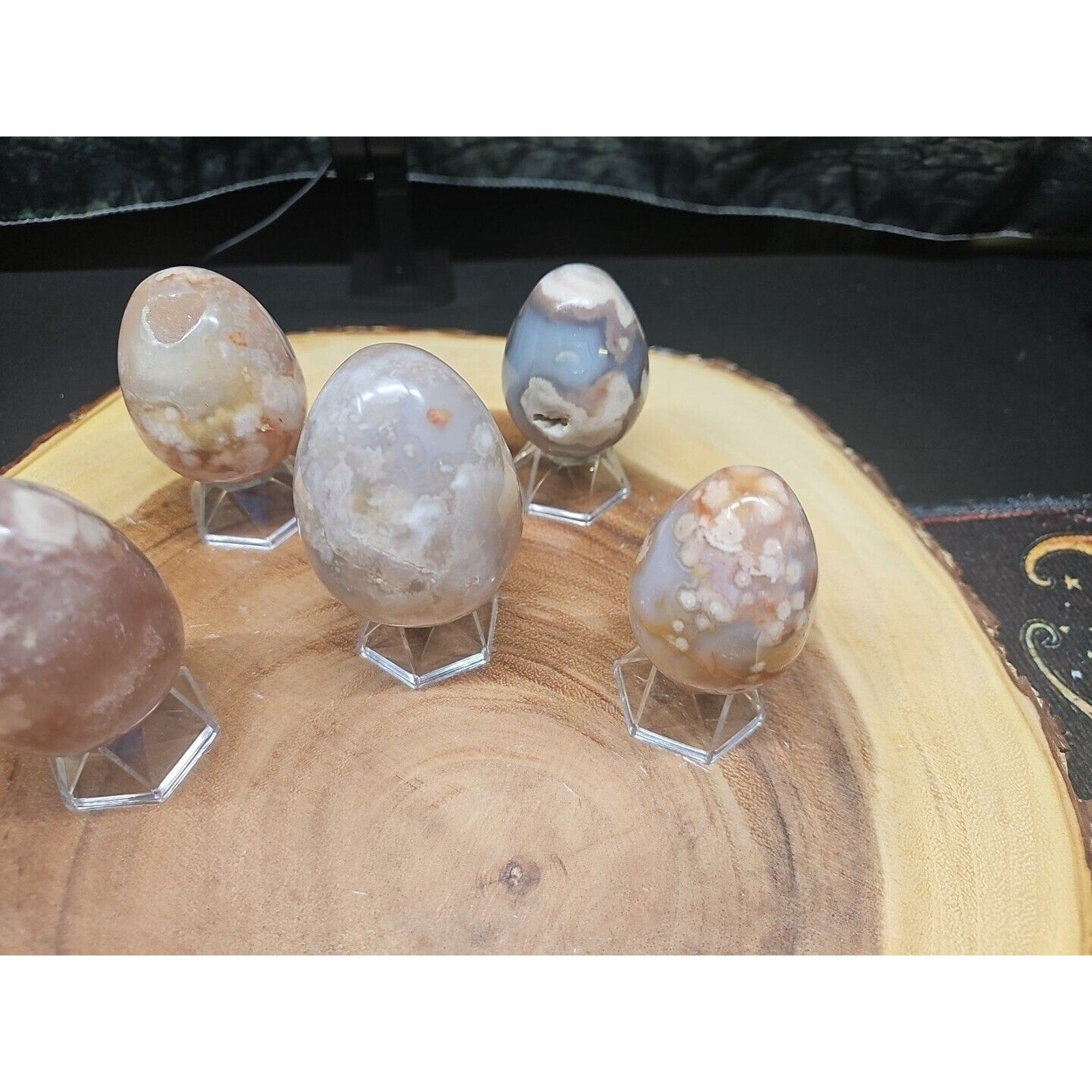 1lb 2pcs Natural Phantom Flower Carnelian Agate Crystal Geode Egg Carved Healing by CrystalCloud Company