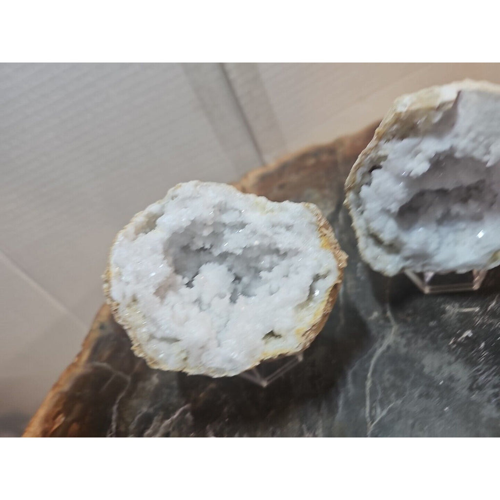 1.18lbs Pair Geode Crystal Moroccan Quartz W /Stands by CrystalCloud Company