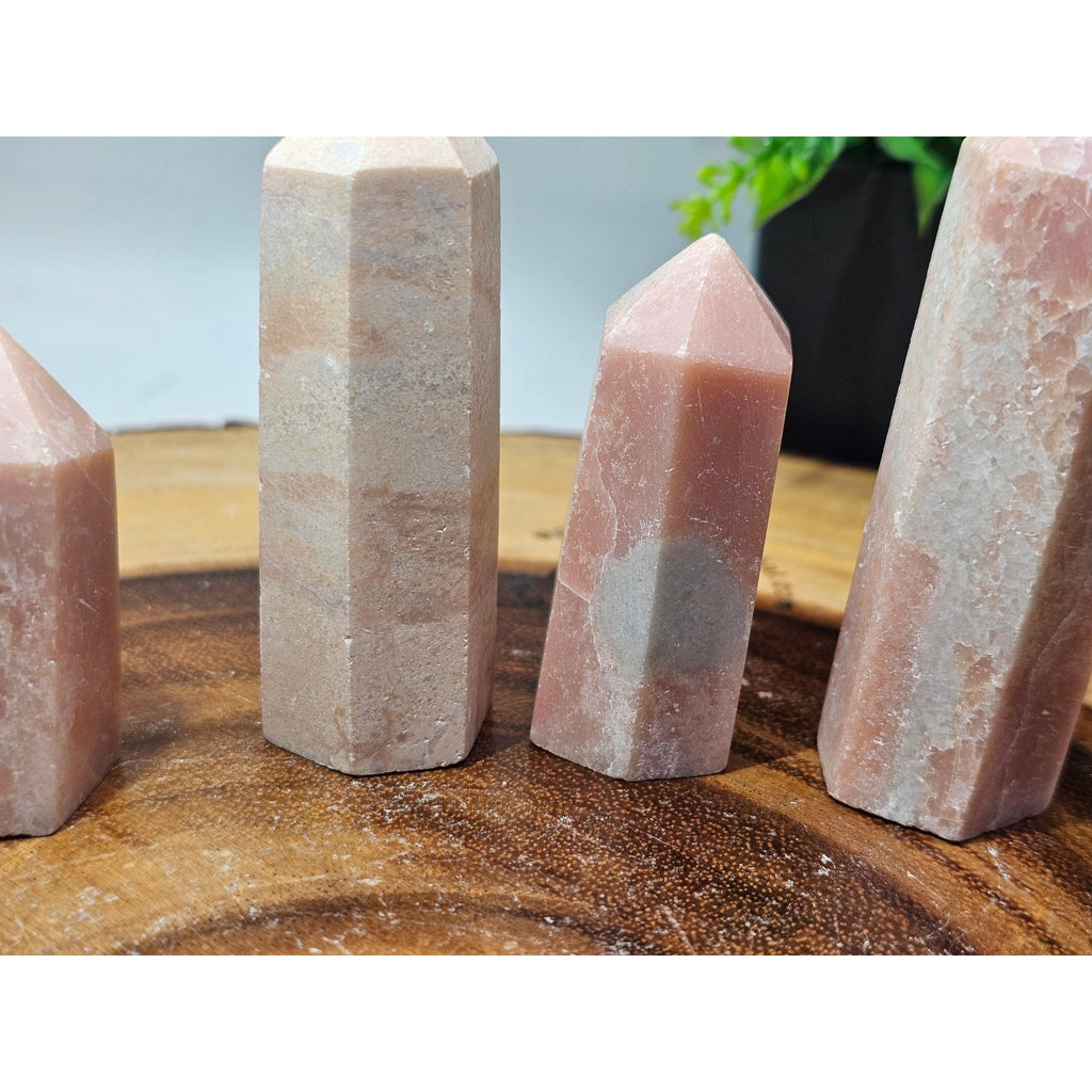 Set of 5 Natural Pink Opal Towers