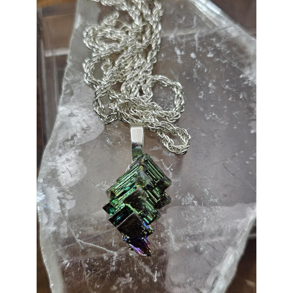 Bismuth rainbow crystal pendant by CrystalCloud Company