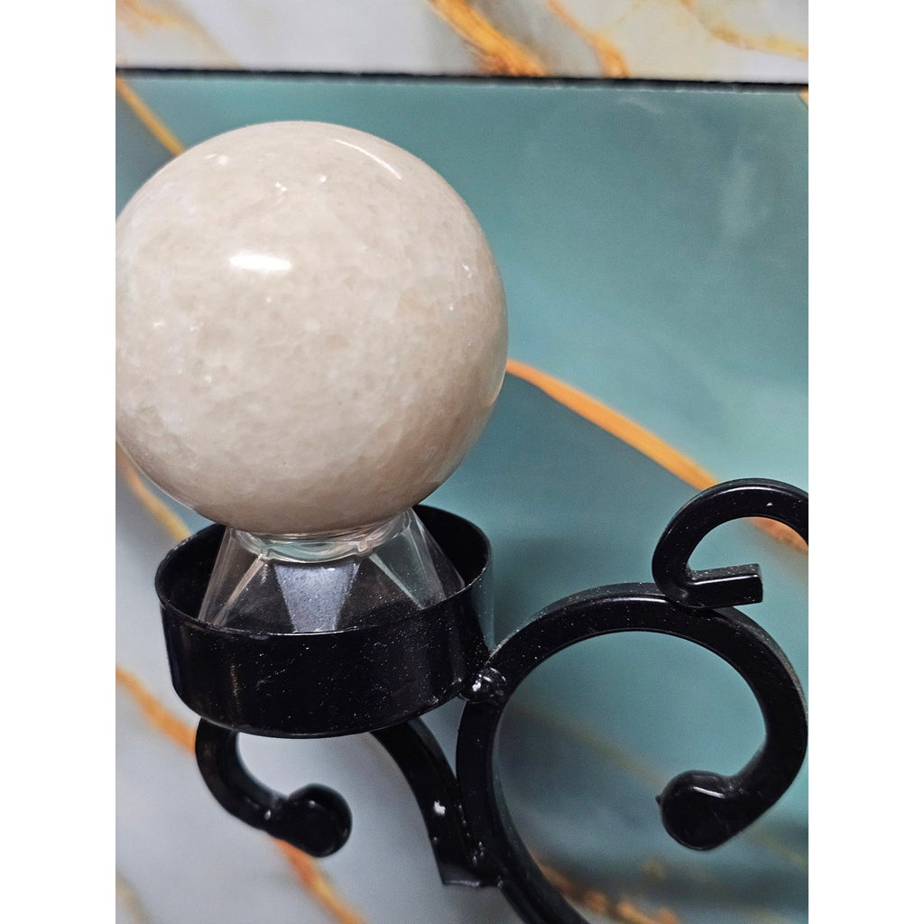 Gothic Skull Candelabra Stand w/ Jasper Spheres & Quartz