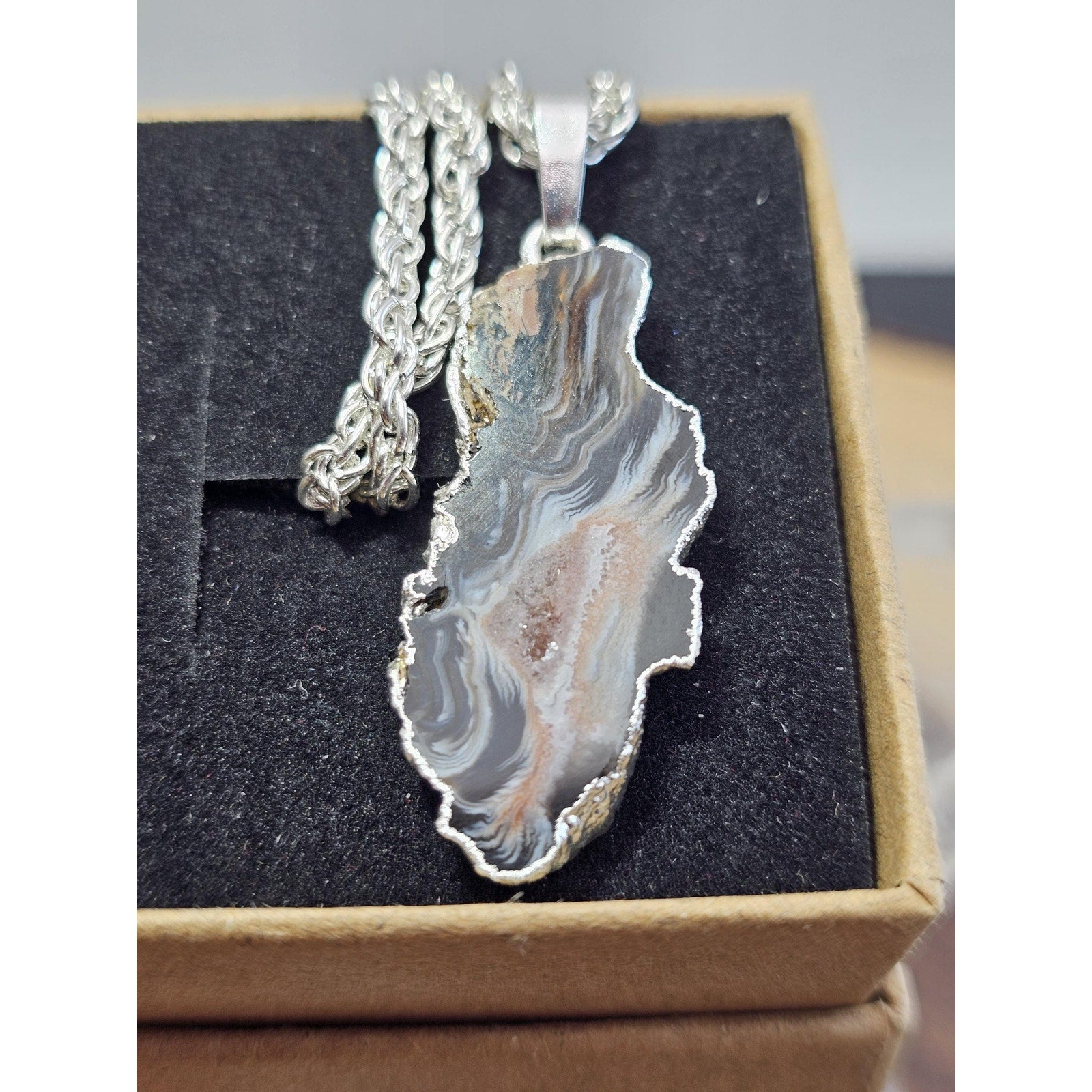 Polished Agate slices w/925 silver by CrystalCloud Company