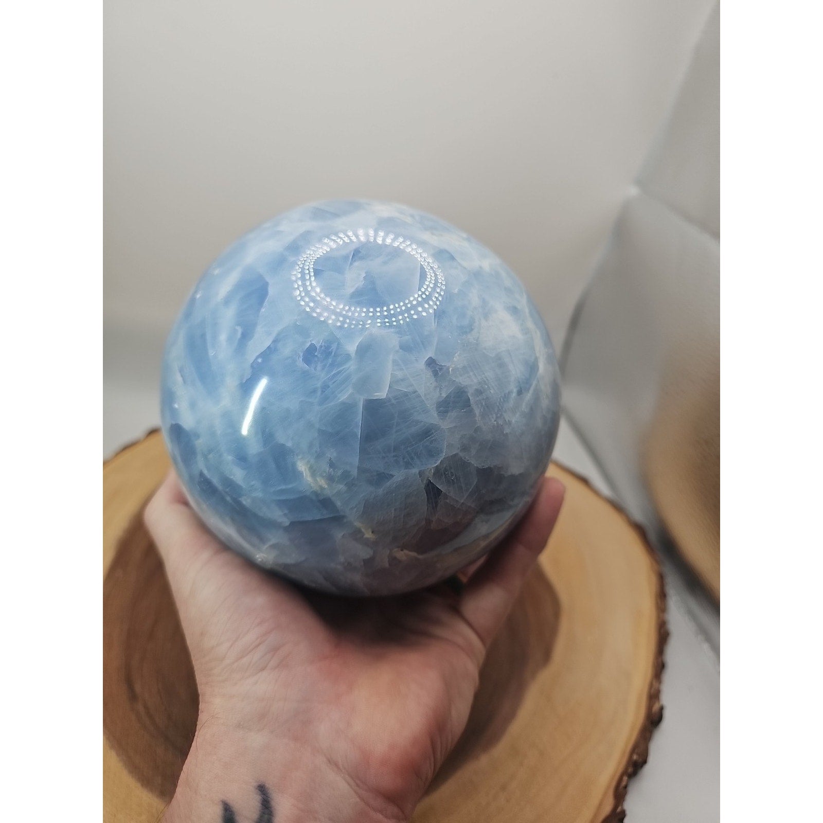 9.17LB Natural Blue crystalThe bal Quartz carved crystal decoration healing by CrystalCloud Company