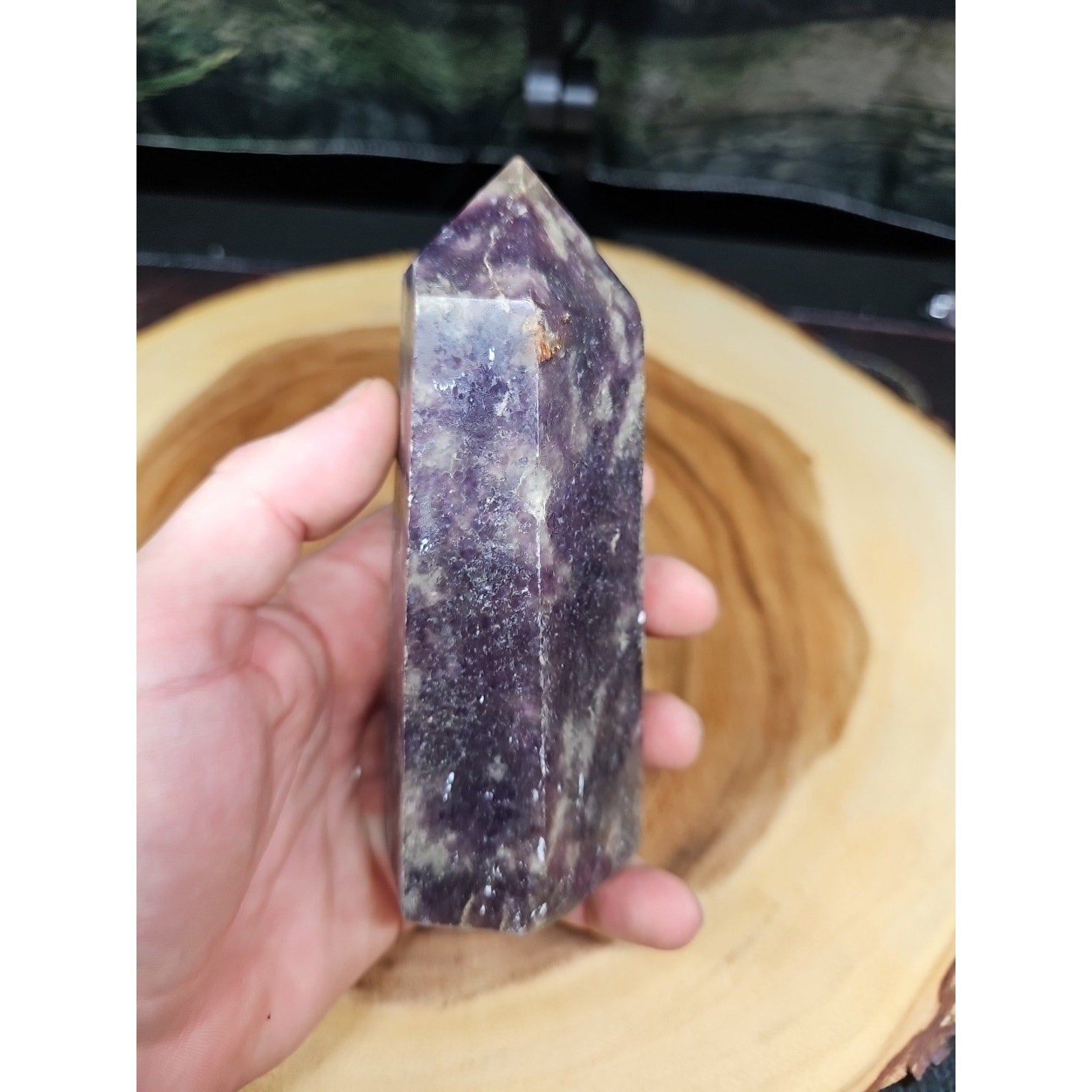 1ea Natural Purple Mica Lepidolite Crystal Point Tower Africa 539g by CrystalCloud Company