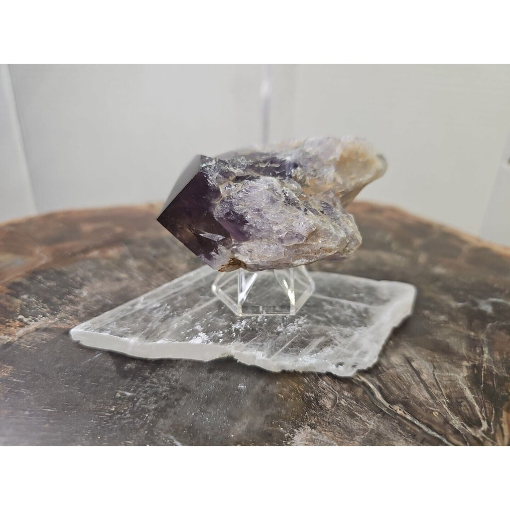 Amethyst Crystal Point with Selenite Base — 209g, Brazil | CrystalCloud Company by CrystalCloud Company