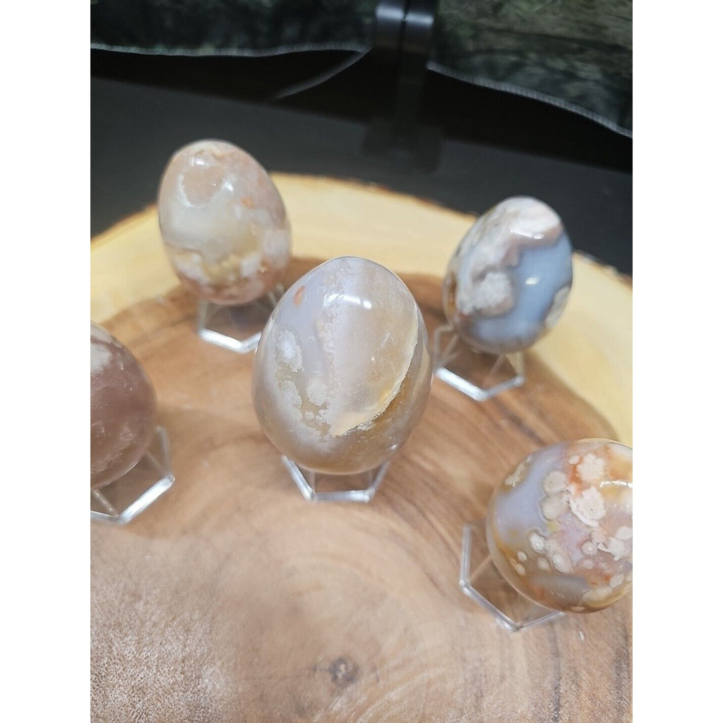 1lb 2pcs Natural Phantom Flower Carnelian Agate Crystal Geode Egg Carved Healing by CrystalCloud Company