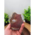 Red Agate Slice on Metal Display Stand