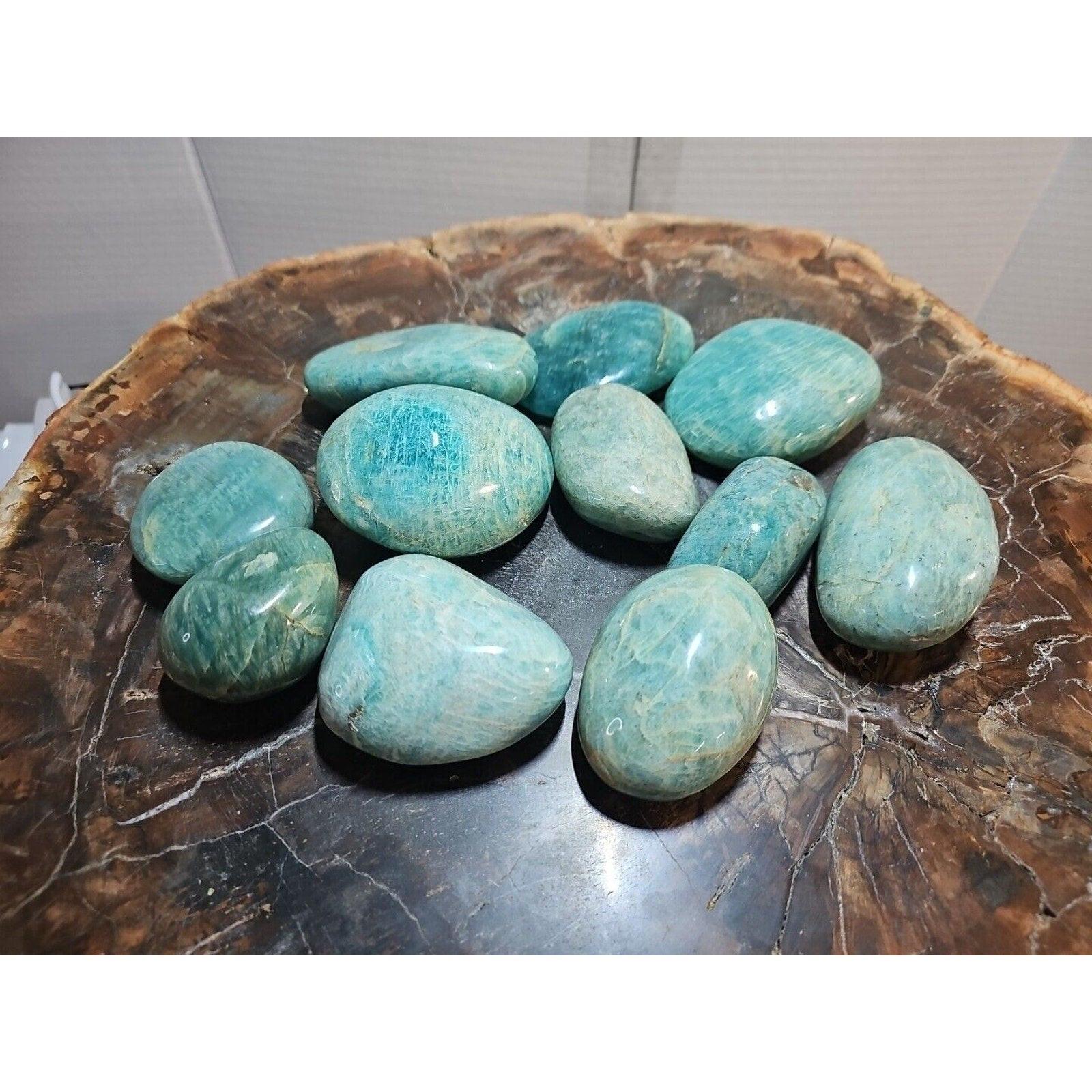 Green Amazonite Quartz Crystal Palm Stone — Large, Polished | CrystalCloud Company by CrystalCloud Company