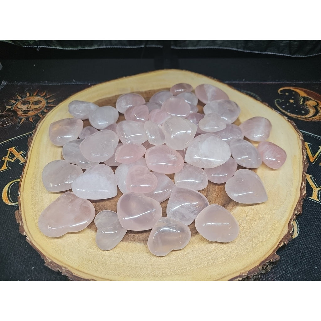 5Pcs Natural Pink Rose Quartz Crystal Heart Carved Palm Stone by CrystalCloud Company