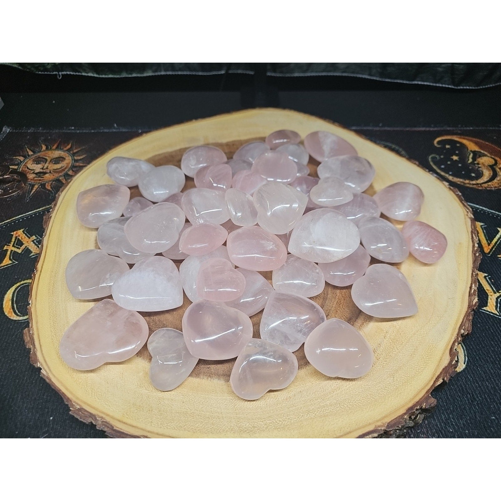 5Pcs Natural Pink Rose Quartz Crystal Heart Carved Palm Stone by CrystalCloud Company