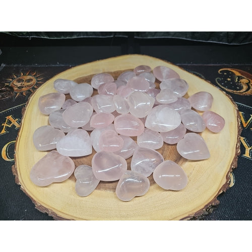 5Pcs Natural Pink Rose Quartz Crystal Heart Carved Palm Stone by CrystalCloud Company