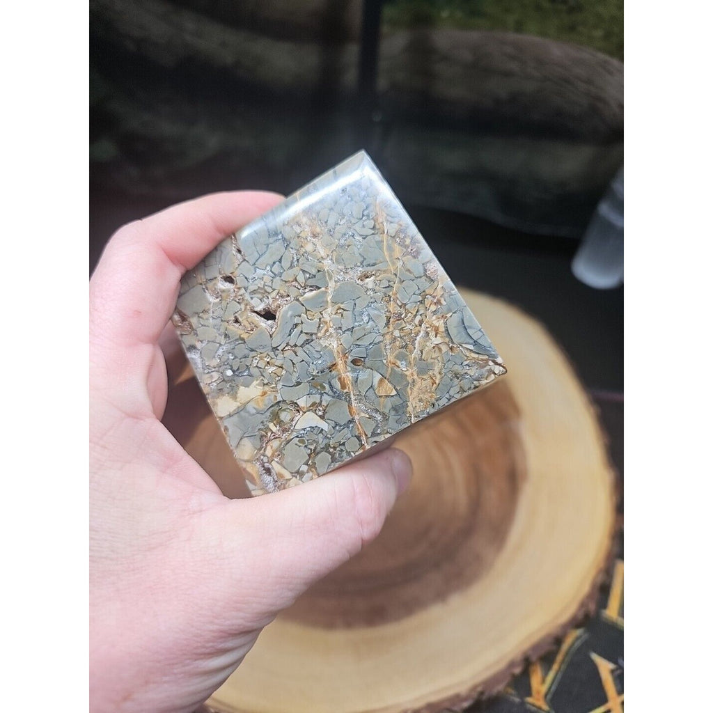 1.87LB 1Pcs Natural Ocean Jasper Onyx Quartz Crystal Geode Square Heptahedron by CrystalCloud Company