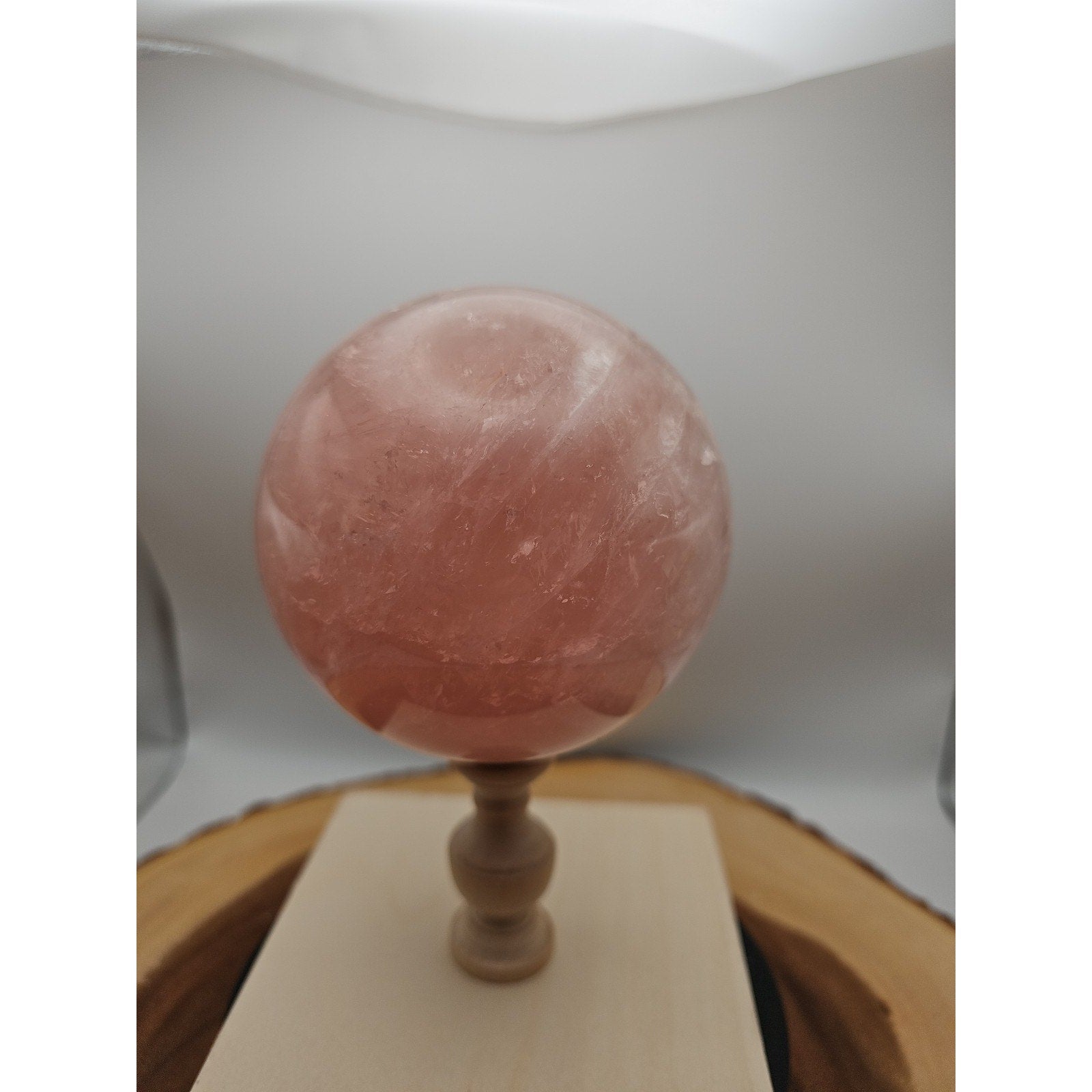 3.04LB Natural Pink Rose Quartz Crystal Sphere 98-107mm W/stand by CrystalCloud Company
