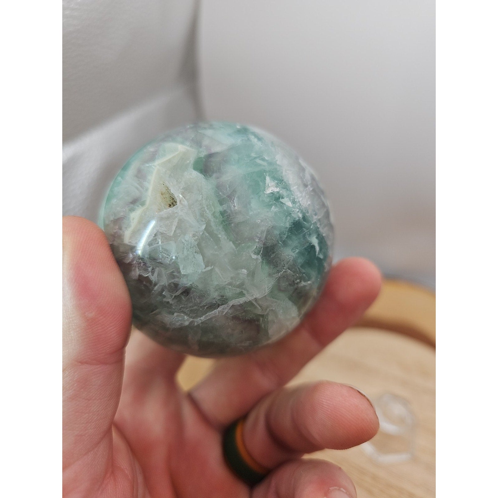 1.16lb Natural Rainbow Fluorite Quartz Crystal Sphere Ball Polished by CrystalCloud Company
