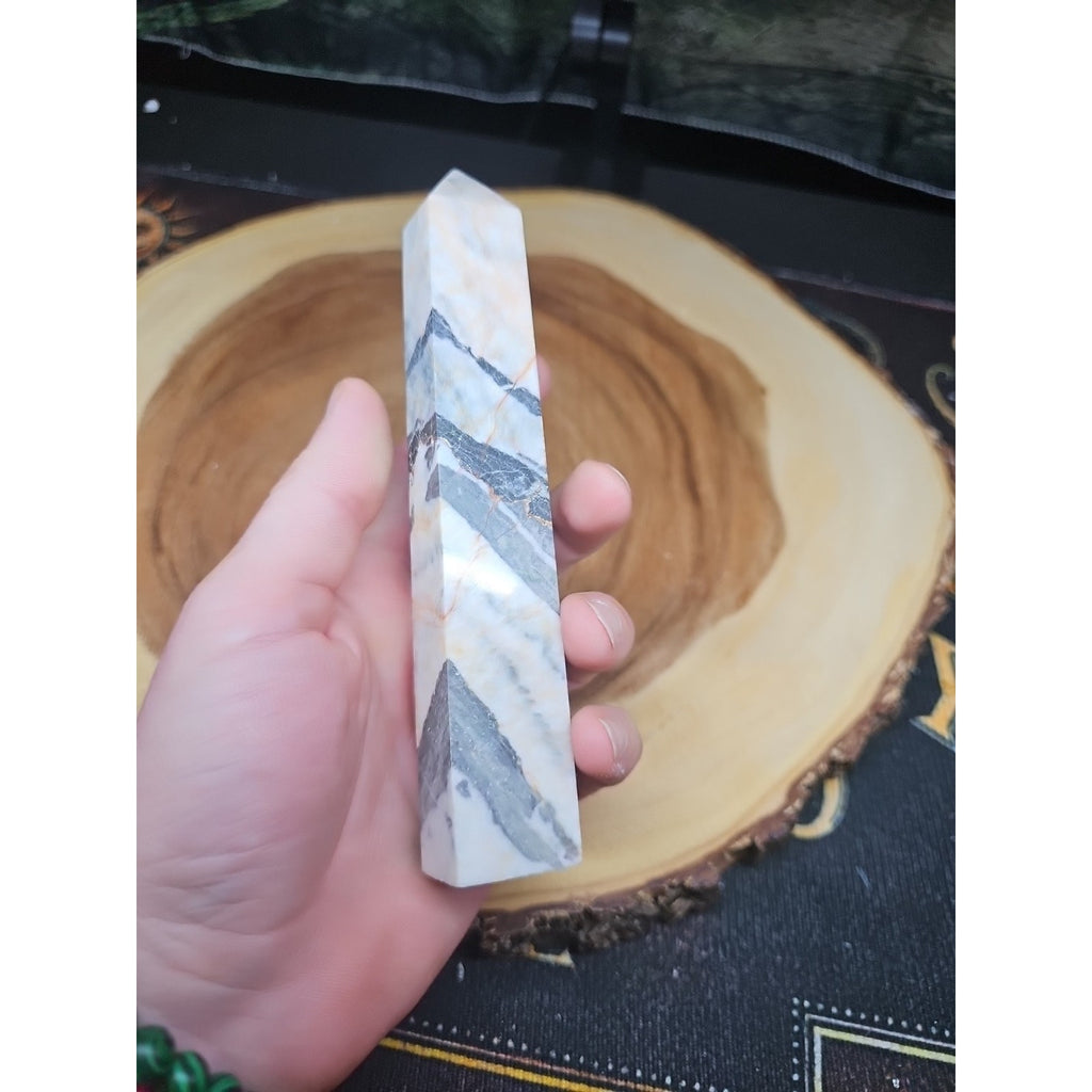 Zebra Stone Tower 347g 6.5in Tall by CrystalCloud Company