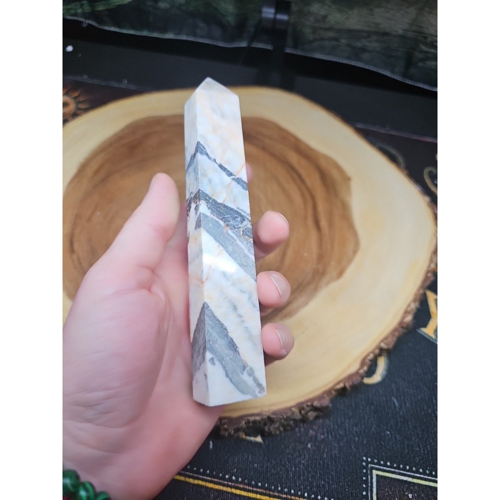 Zebra Stone Tower 347g 6.5in Tall by CrystalCloud Company