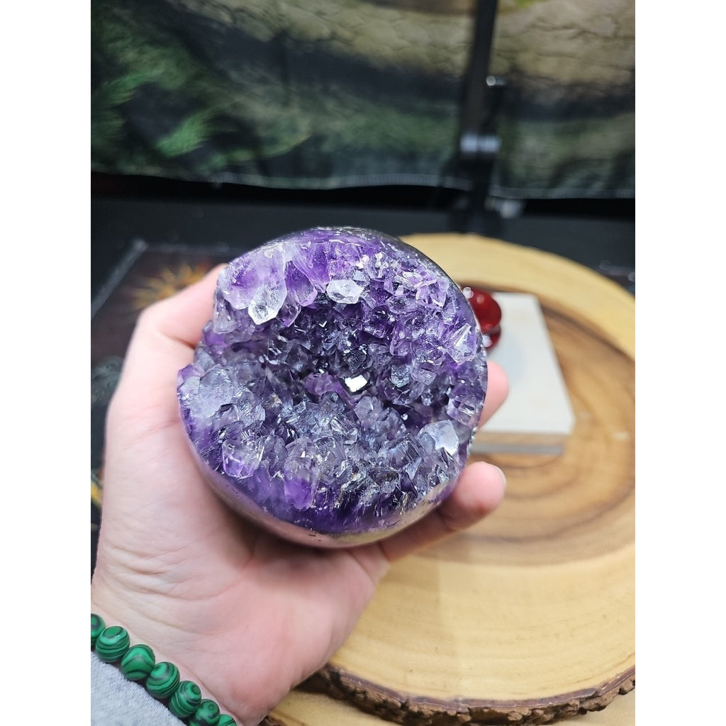 1.92LB Natural Purple Crystal Cave Quartz Open Crystal Ball Spiritual Healing by CrystalCloud Company