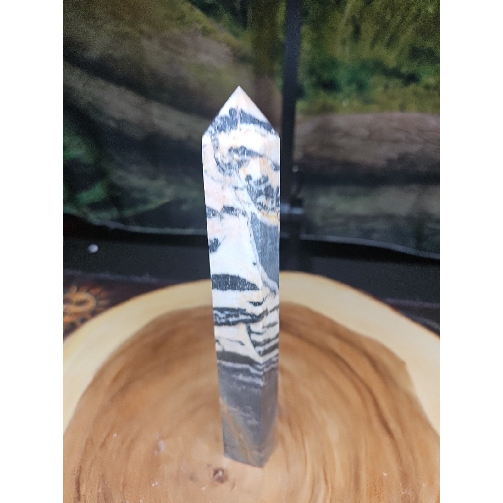 Zebra Stone Tower 443g 8in Tall by CrystalCloud Company