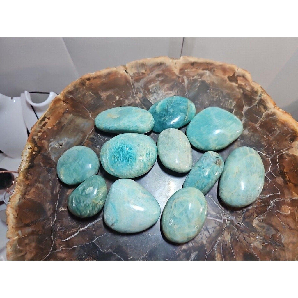 Green Amazonite Quartz Crystal Palm Stone — Large, Polished | CrystalCloud Company by CrystalCloud Company