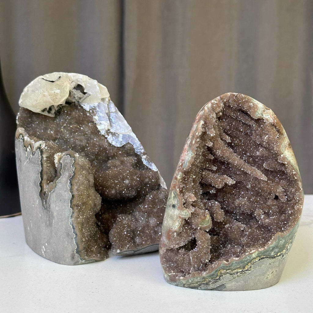 AAA Quality Uruguayan Micro Crystal Free Form With Calcite Set