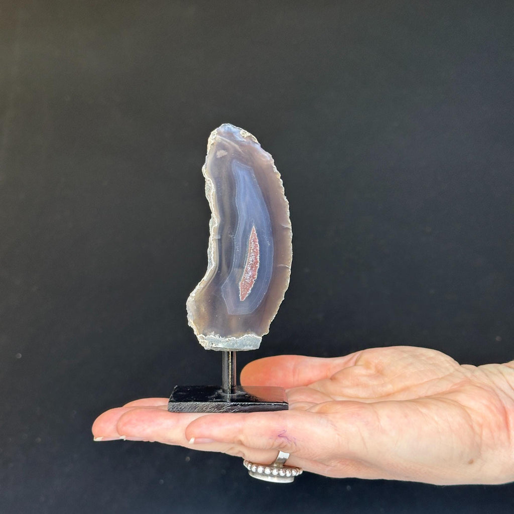 Agate Slice Set on Metal Stand for Desk & Nightstand by DeepPurpleProject