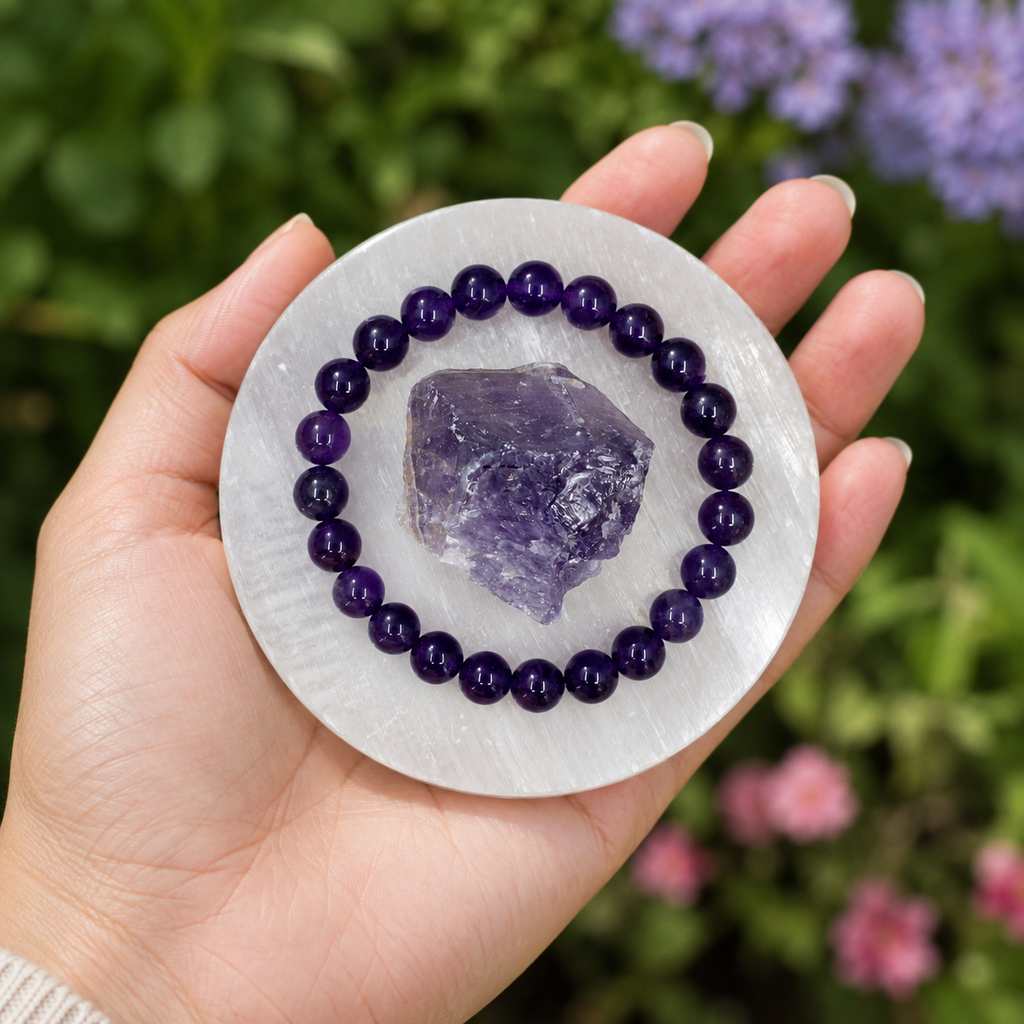 Amethyst Crystal Gift Set For Emotional Support and Protection, Real Polished Gemstones.