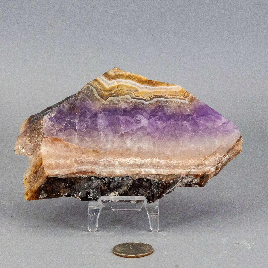 Amethyst Laced Agate Crystal Slab Purple Banded Stone