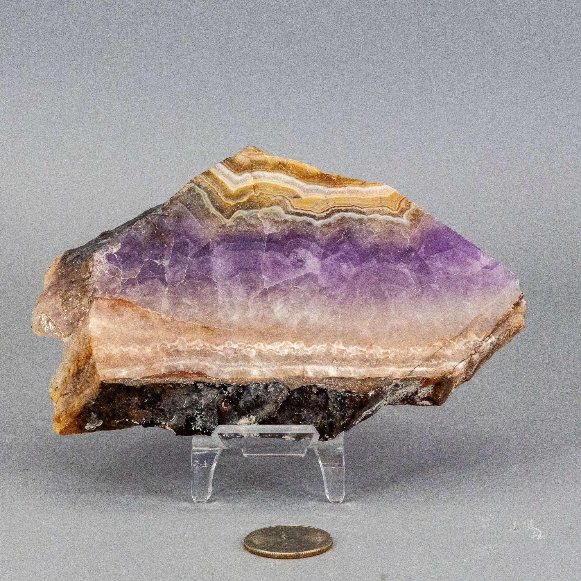 Amethyst Laced Agate Crystal Slab Purple Banded Stone