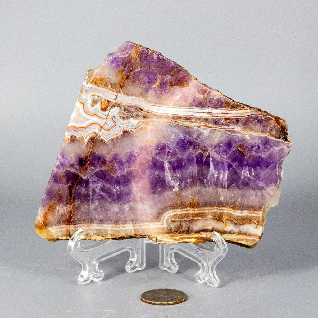 Amethyst Laced Agate Crystal Slab Purple Banded Stone