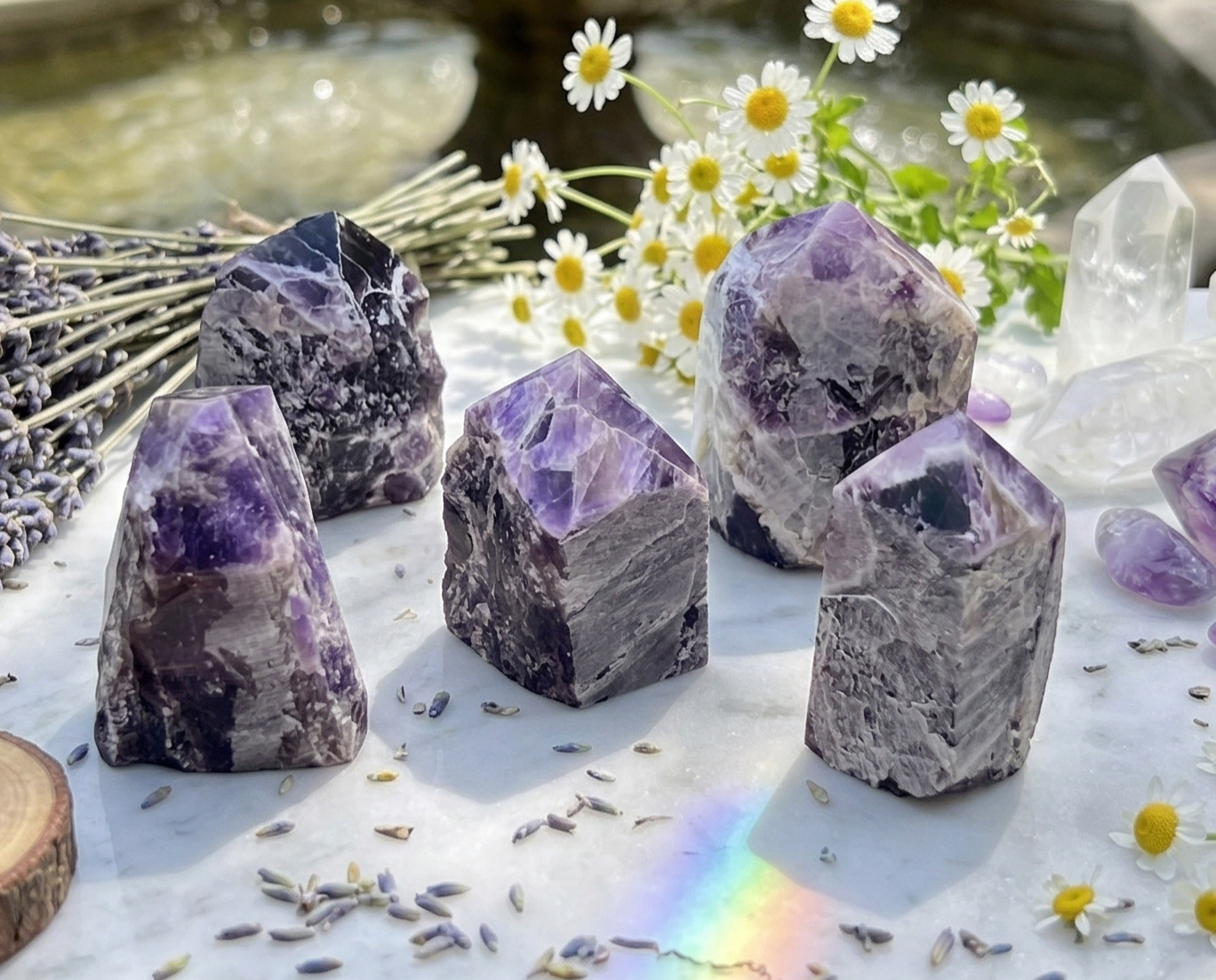 Banded Amethyst Crystal Point Tower Carving Gemstone Home Decor Supply by Amazing Crystals