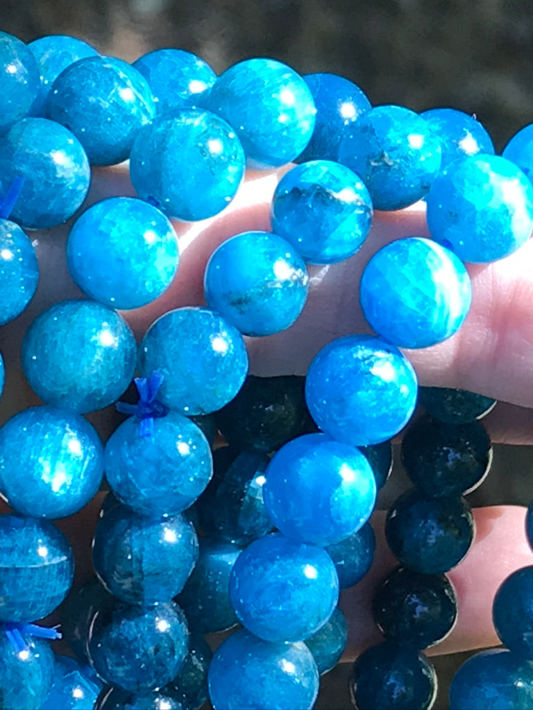 Blue Apatite 9 mm Bracelet for Motivation, Stretchy