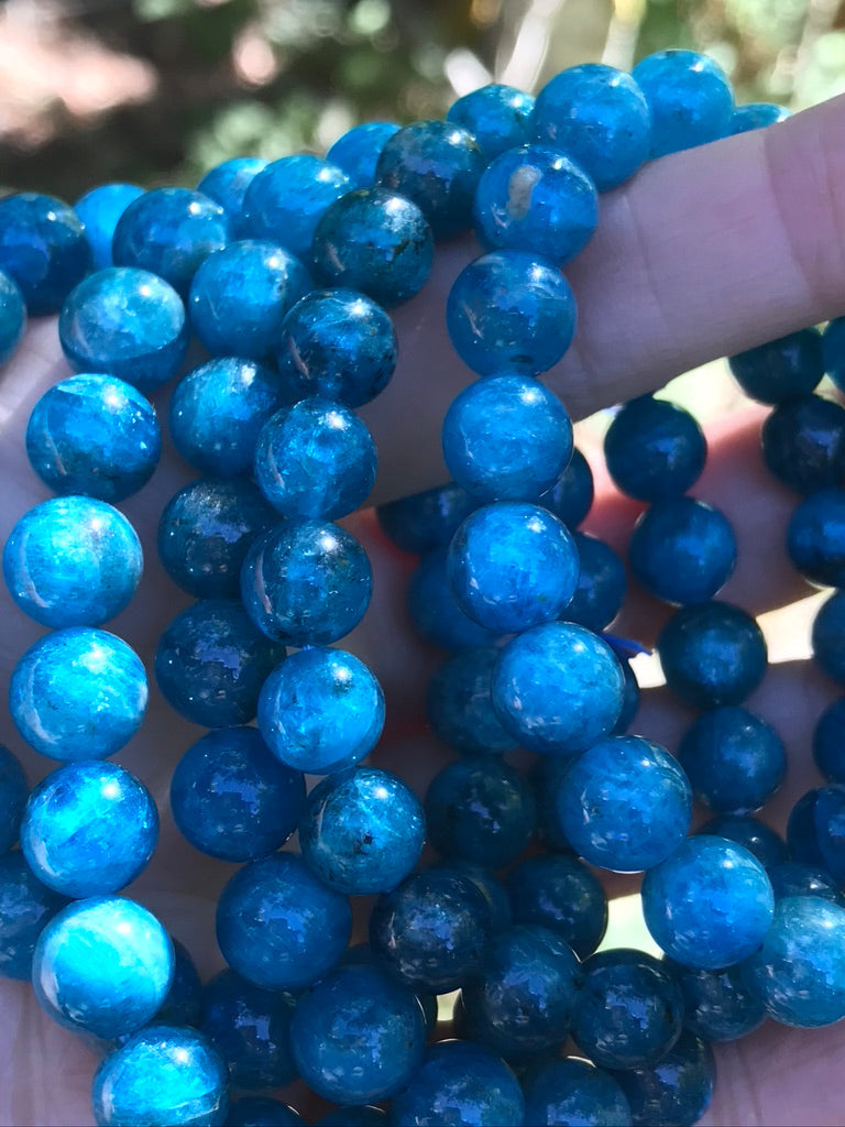 Blue Apatite 9 mm Bracelet for Motivation, Stretchy