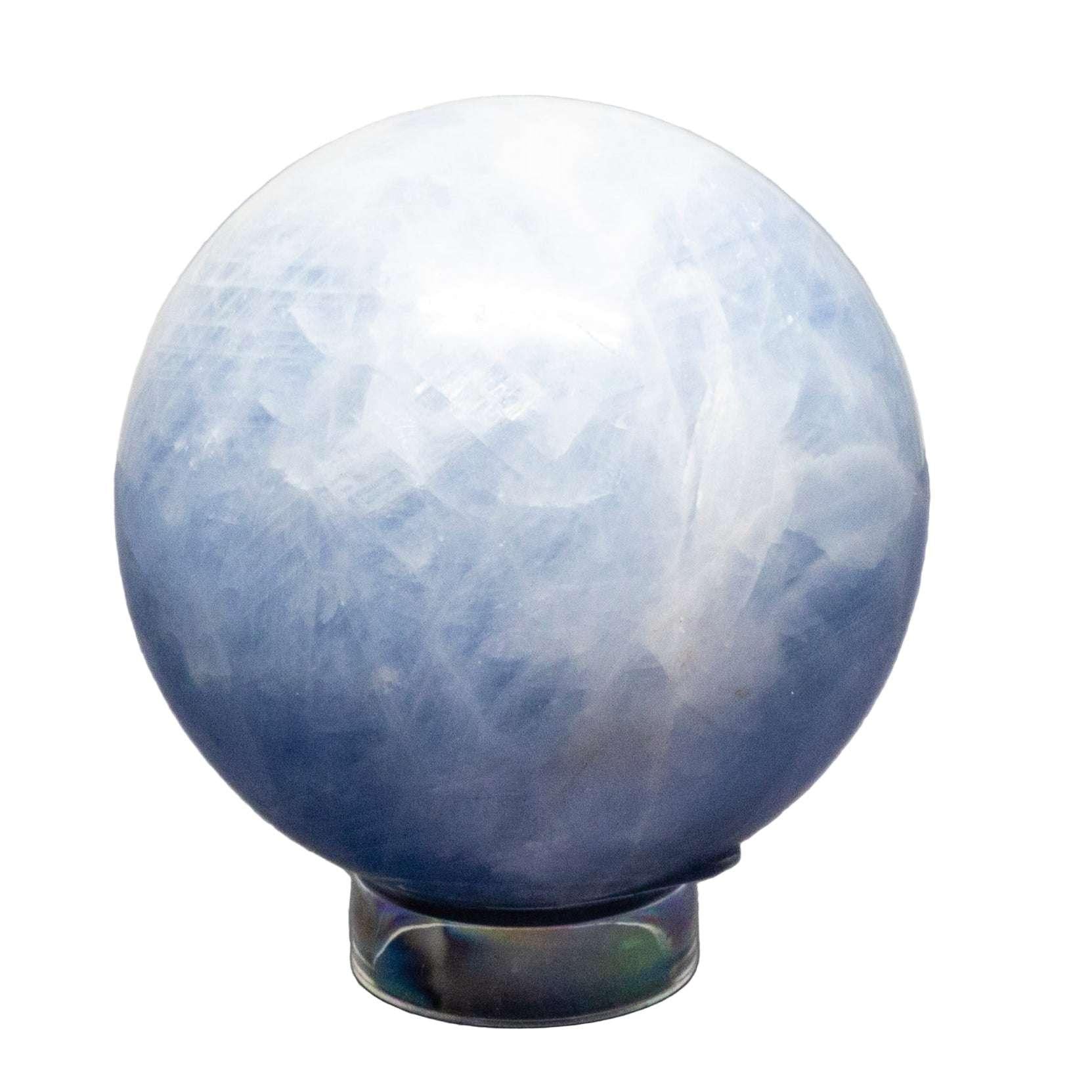 Blue Calcite Crystal Sphere Throat Chakra Calm Stone