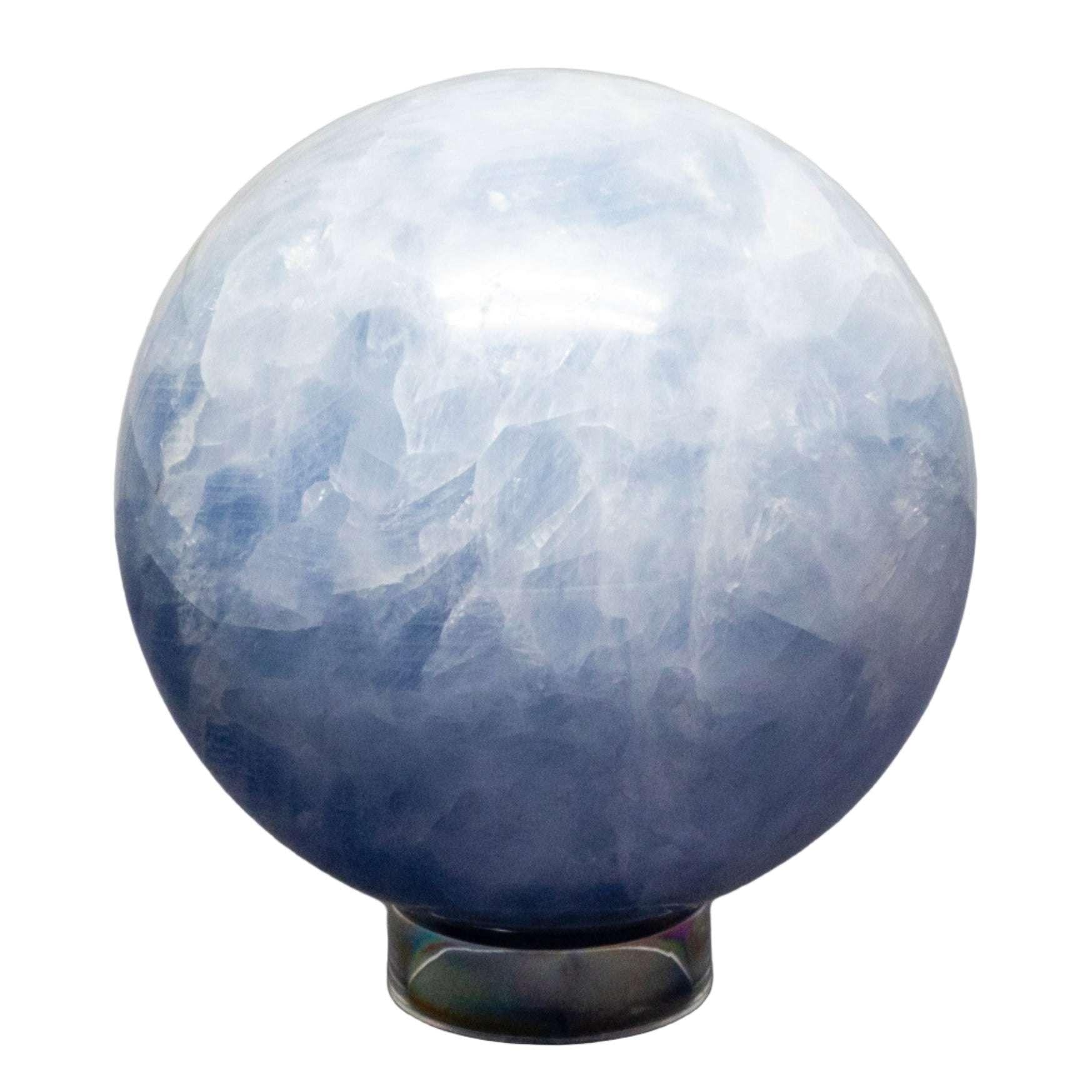Blue Calcite Crystal Sphere Throat Chakra Calm Stone