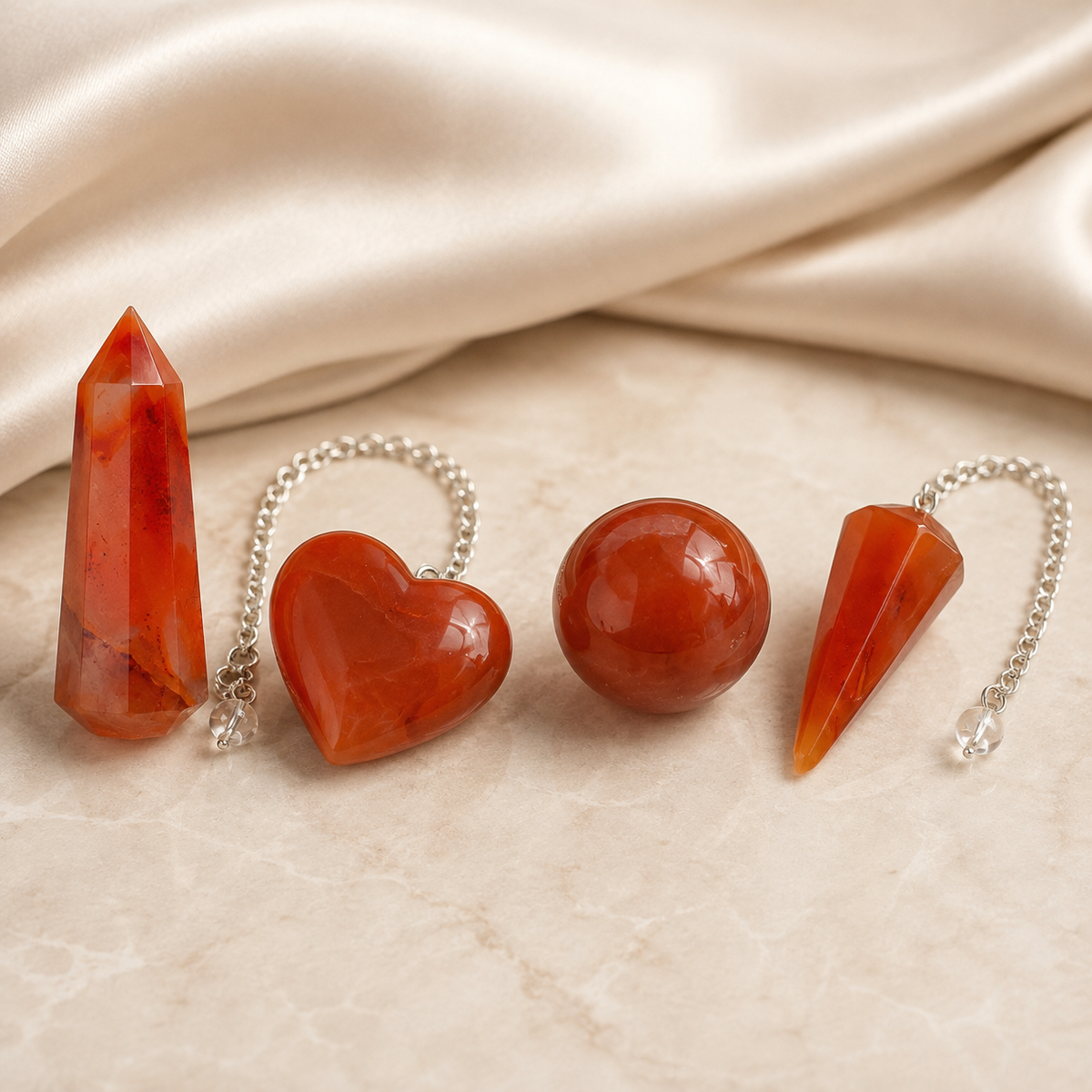 Carnelian Crystal Gift Set For Emotional Support and Protection, Real Polished Gemstones.