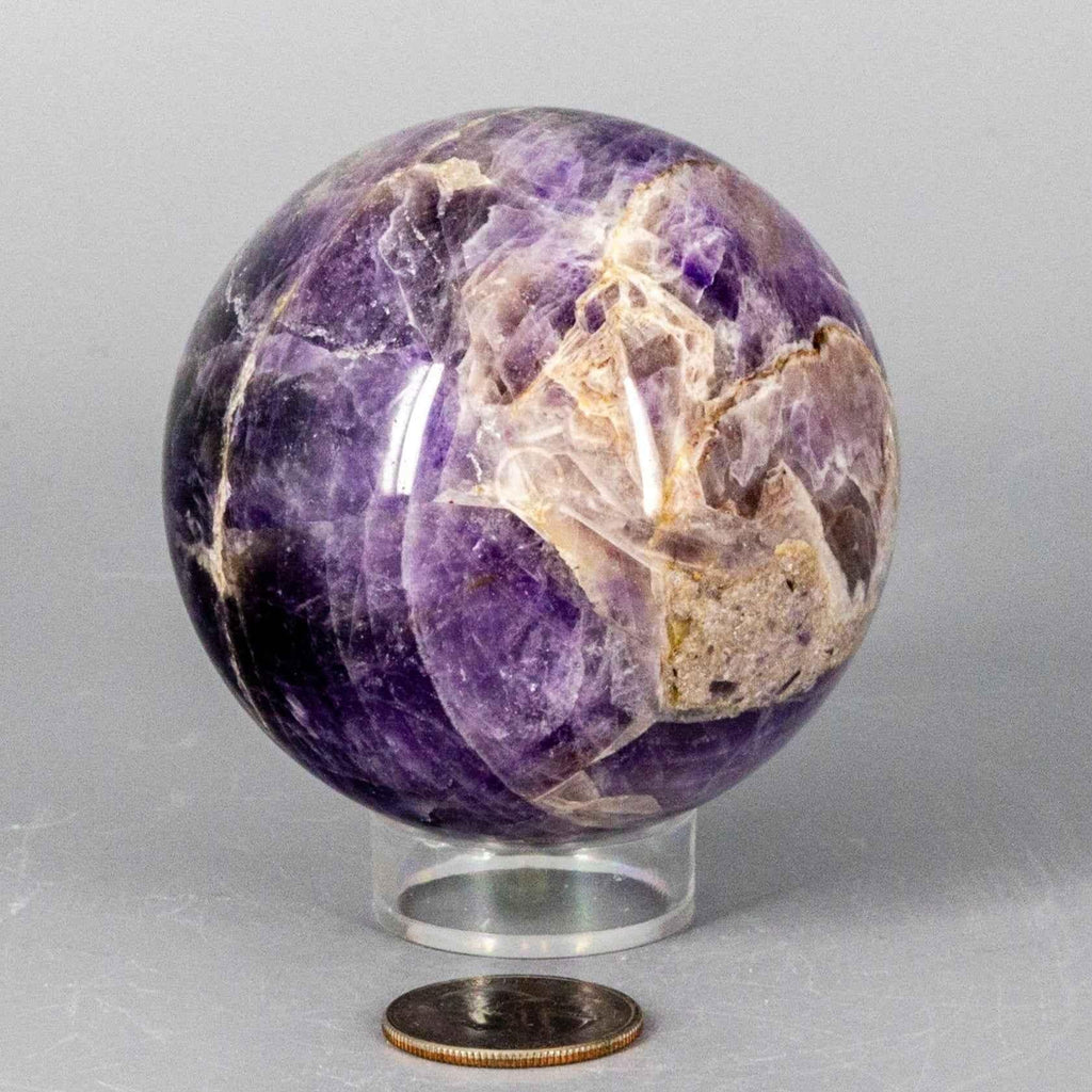 Chevron Amethyst Crystal Sphere Polished Purple Banding