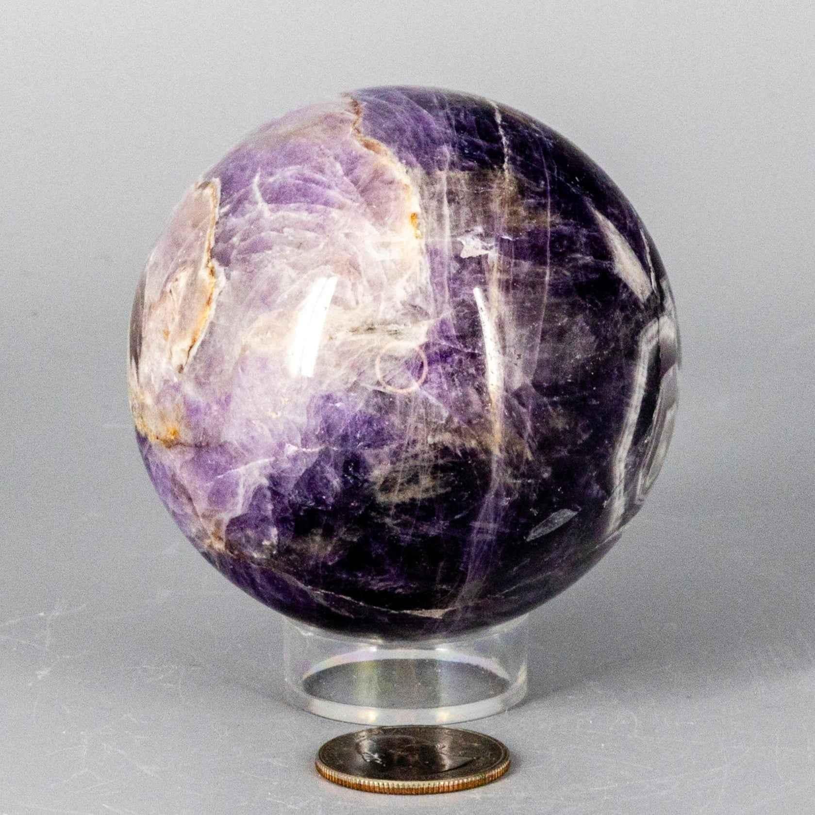 Chevron Amethyst Crystal Sphere Polished Purple Banding