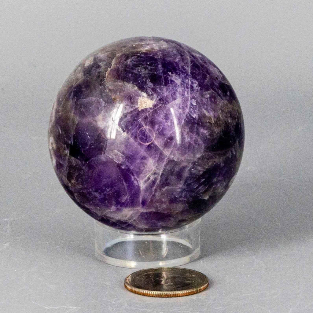 Chevron Amethyst Crystal Sphere Polished Purple Banding