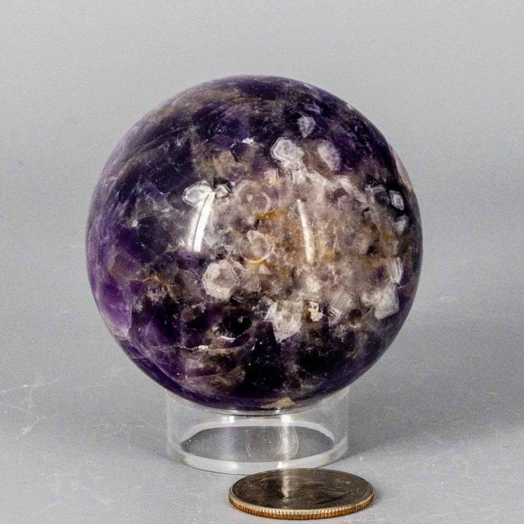 Chevron Amethyst Crystal Sphere Polished Purple Banding
