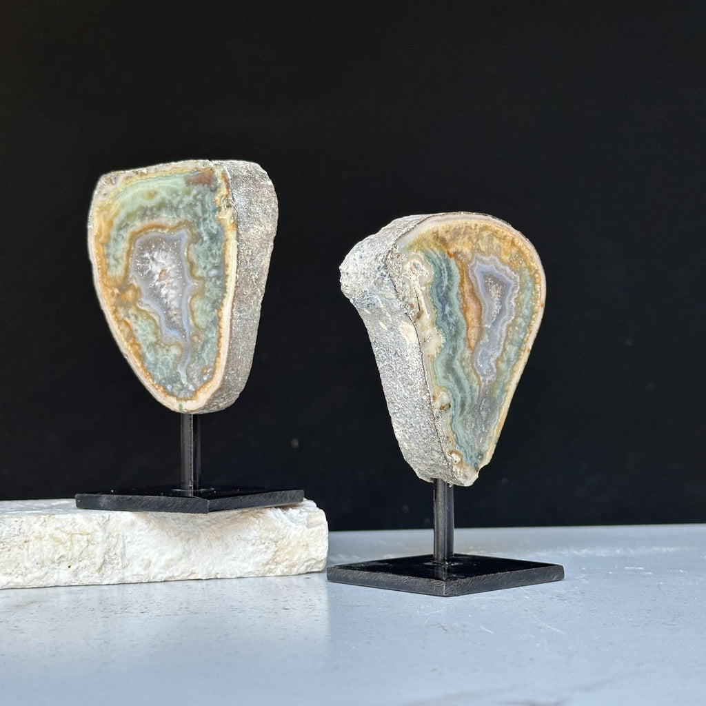 Colorful Jasper Slice Set On Metal Stand