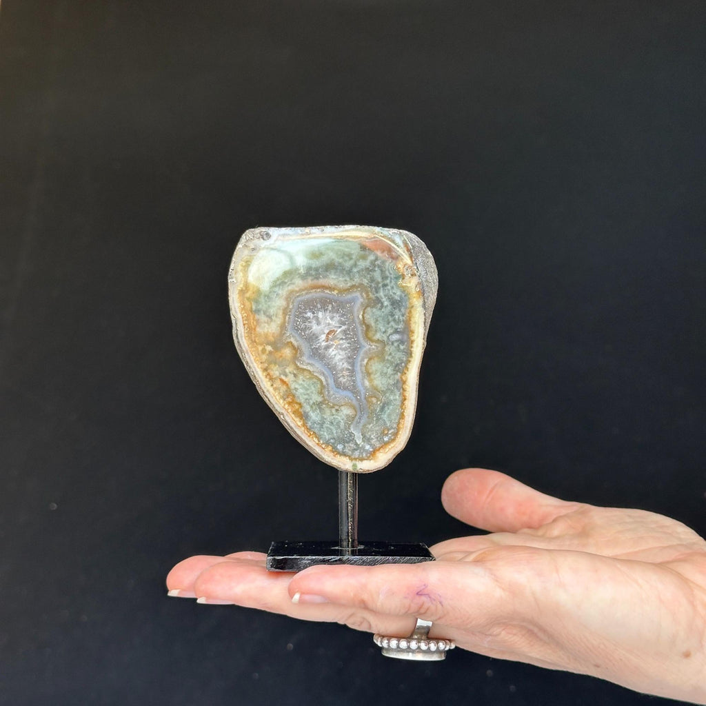Colorful Jasper Slice Set On Metal Stand