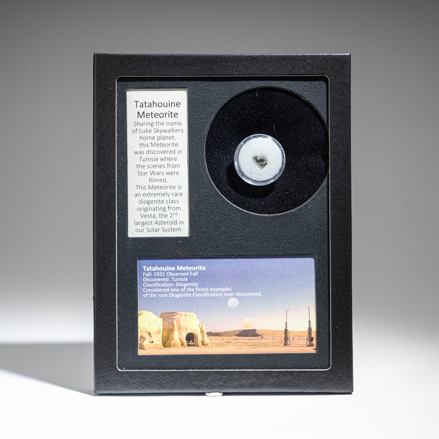 Genuine Tatahouine Meteorite in Glass Display Box