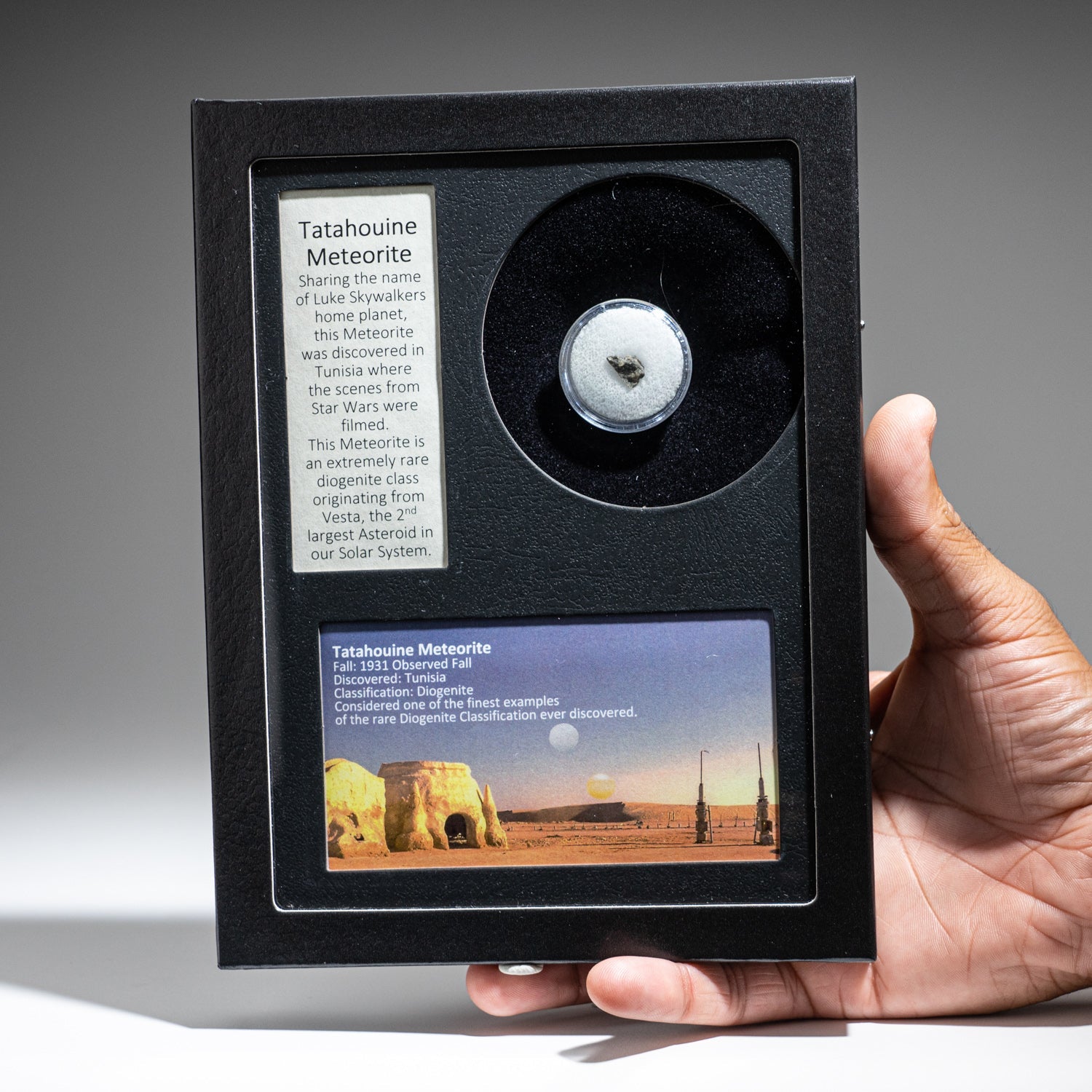 Genuine Tatahouine Meteorite in Glass Display Box
