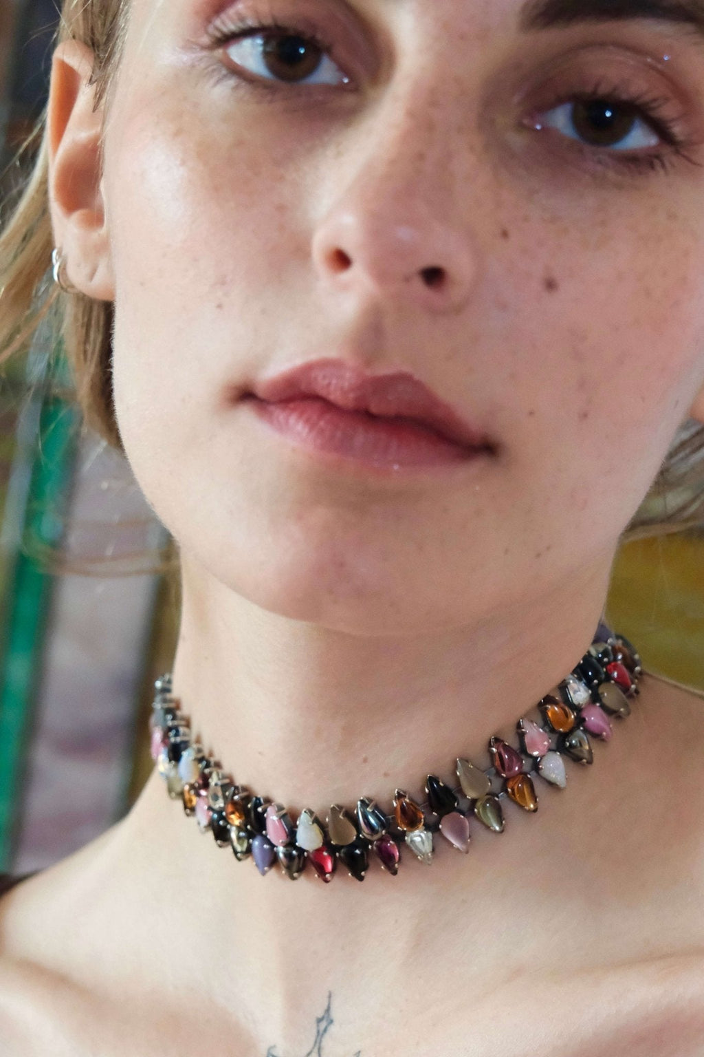Layering Choker in Double Mini Punk Rocks (Silver)