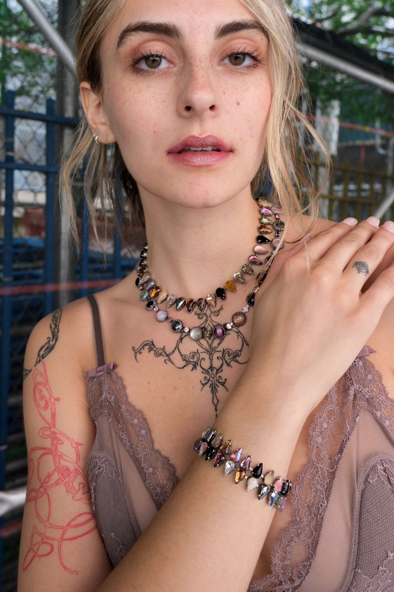 Double Mini Fang Bracelet in Punk Rocks (Silver)