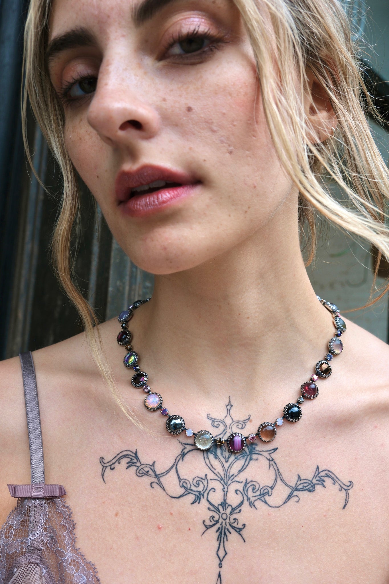 Paint Pot Layering Choker in Punk Rocks (Silver)