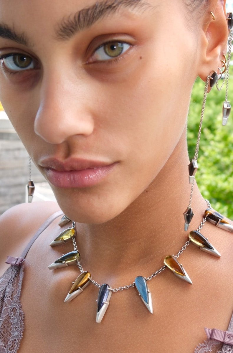 Saber Tooth Necklace in Angora (Silver)